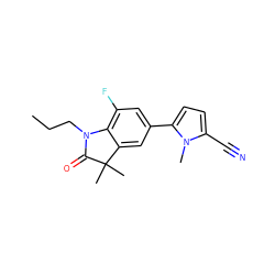 CCCN1C(=O)C(C)(C)c2cc(-c3ccc(C#N)n3C)cc(F)c21 ZINC000029133274