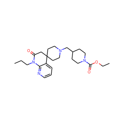 CCCN1C(=O)CC2(CCN(CC3CCN(C(=O)OCC)CC3)CC2)c2cccnc21 ZINC000096913566