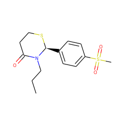 CCCN1C(=O)CCS[C@H]1c1ccc(S(C)(=O)=O)cc1 ZINC000071295733