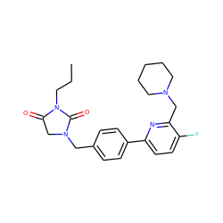 CCCN1C(=O)CN(Cc2ccc(-c3ccc(F)c(CN4CCCCC4)n3)cc2)C1=O ZINC000072124885