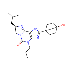 CCCN1C(=O)N2C[C@@H](CC(C)C)N=C2c2[nH]c(C34CCC(O)(CC3)CC4)nc21 ZINC000036273982