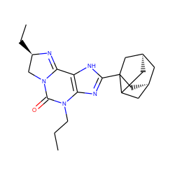 CCCN1C(=O)N2C[C@@H](CC)N=C2c2[nH]c(C34C[C@@H]5CC3C[C@H](C5)C4)nc21 ZINC000100642049