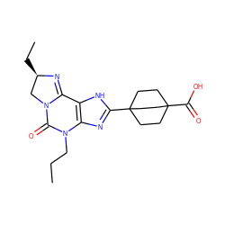 CCCN1C(=O)N2C[C@@H](CC)N=C2c2[nH]c(C34CCC(C(=O)O)(CC3)CC4)nc21 ZINC000036273974