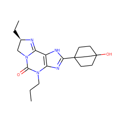 CCCN1C(=O)N2C[C@@H](CC)N=C2c2[nH]c(C34CCC(O)(CC3)CC4)nc21 ZINC000034409969