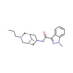 CCCN1C[C@@H]2CC(NC(=O)c3nn(C)c4ccccc34)C[C@H](C1)N2C ZINC000026400716