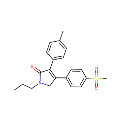 CCCN1CC(c2ccc(S(C)(=O)=O)cc2)=C(c2ccc(C)cc2)C1=O ZINC000003938664