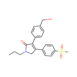 CCCN1CC(c2ccc(S(C)(=O)=O)cc2)=C(c2ccc(CO)cc2)C1=O ZINC000040893254