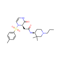 CCCN1CC[C@H](NC(=O)C[C@@H]2C(=O)NC=CN2S(=O)(=O)c2ccc(C)cc2)C(C)(C)C1 ZINC000073197672