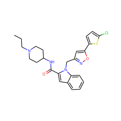 CCCN1CCC(NC(=O)c2cc3ccccc3n2Cc2cc(-c3ccc(Cl)s3)on2)CC1 ZINC000014959619