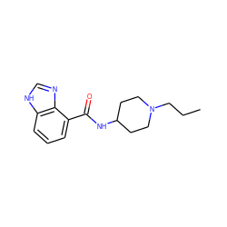 CCCN1CCC(NC(=O)c2cccc3[nH]cnc23)CC1 ZINC000013491745