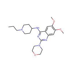 CCCN1CCC(Nc2nc(N3CCOCC3)nc3cc(OC)c(OC)cc23)CC1 ZINC001772636810