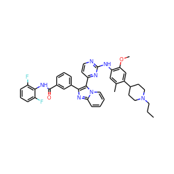 CCCN1CCC(c2cc(OC)c(Nc3nccc(-c4c(-c5cccc(C(=O)Nc6c(F)cccc6F)c5)nc5ccccn45)n3)cc2C)CC1 ZINC000165094806