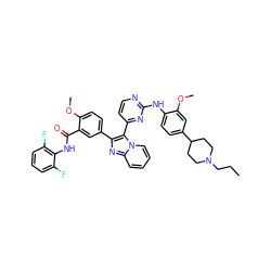 CCCN1CCC(c2ccc(Nc3nccc(-c4c(-c5ccc(OC)c(C(=O)Nc6c(F)cccc6F)c5)nc5ccccn45)n3)c(OC)c2)CC1 ZINC000165064463