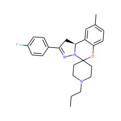 CCCN1CCC2(CC1)Oc1ccc(C)cc1[C@@H]1CC(c3ccc(F)cc3)=NN12 ZINC000038147841