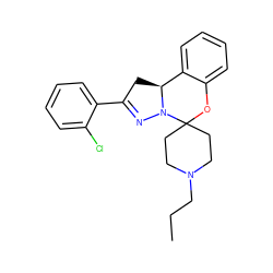 CCCN1CCC2(CC1)Oc1ccccc1[C@@H]1CC(c3ccccc3Cl)=NN12 ZINC000004899035