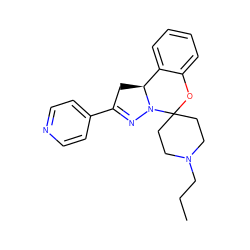 CCCN1CCC2(CC1)Oc1ccccc1[C@@H]1CC(c3ccncc3)=NN12 ZINC000005296145