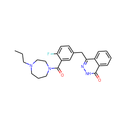 CCCN1CCCN(C(=O)c2cc(Cc3n[nH]c(=O)c4ccccc34)ccc2F)CC1 ZINC000028570038