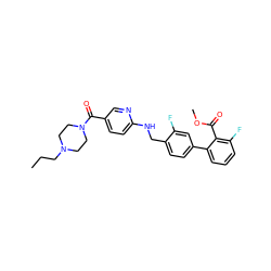 CCCN1CCN(C(=O)c2ccc(NCc3ccc(-c4cccc(F)c4C(=O)OC)cc3F)nc2)CC1 ZINC000036161595