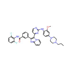 CCCN1CCN(c2ccc(Nc3nccc(-c4c(-c5cccc(C(=O)Nc6c(F)cccc6F)c5)nc5ccccn45)n3)c(OC)c2)CC1 ZINC000165109021