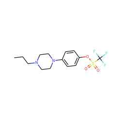 CCCN1CCN(c2ccc(OS(=O)(=O)C(F)(F)F)cc2)CC1 ZINC000084670234