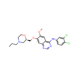 CCCN1CCO[C@@H](COc2cc3ncnc(Nc4ccc(Cl)c(Cl)c4)c3cc2OC)C1 ZINC000114821383