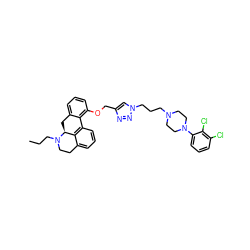 CCCN1CCc2cccc3c2[C@@H]1Cc1cccc(OCc2cn(CCCN4CCN(c5cccc(Cl)c5Cl)CC4)nn2)c1-3 ZINC000066074416