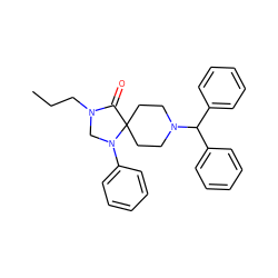 CCCN1CN(c2ccccc2)C2(CCN(C(c3ccccc3)c3ccccc3)CC2)C1=O ZINC000040405151