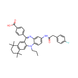 CCCN1c2ccc(NC(=O)Cc3ccc(F)cc3)cc2N=C(c2ccc(C(=O)O)cc2)c2cc3c(cc21)C(C)(C)CCC3(C)C ZINC000028824092