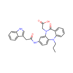 CCCN1c2ccccc2C(=O)N(CC(=O)O)c2cc(NC(=O)Cc3c[nH]c4ccccc34)ccc21 ZINC000000592765