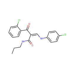 CCCNC(=O)/C(=C\Nc1ccc(Cl)cc1)C(=O)c1ccccc1Cl ZINC000028701959