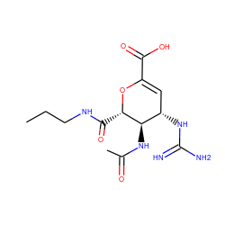 CCCNC(=O)[C@@H]1OC(C(=O)O)=C[C@H](NC(=N)N)[C@H]1NC(C)=O ZINC000013778721