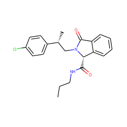 CCCNC(=O)[C@H]1c2ccccc2C(=O)N1C[C@@H](C)c1ccc(Cl)cc1 ZINC000143965264