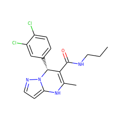 CCCNC(=O)C1=C(C)Nc2ccnn2[C@@H]1c1ccc(Cl)c(Cl)c1 ZINC000034337329