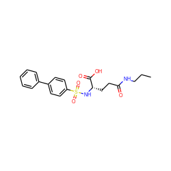 CCCNC(=O)CC[C@H](NS(=O)(=O)c1ccc(-c2ccccc2)cc1)C(=O)O ZINC000653825400