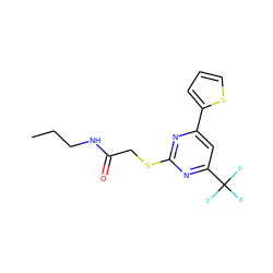 CCCNC(=O)CSc1nc(-c2cccs2)cc(C(F)(F)F)n1 ZINC000002485391