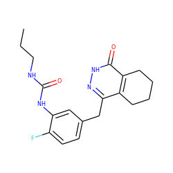 CCCNC(=O)Nc1cc(Cc2n[nH]c(=O)c3c2CCCC3)ccc1F ZINC000147316898