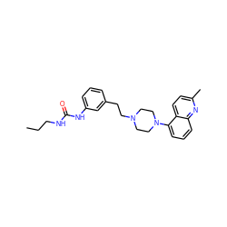 CCCNC(=O)Nc1cccc(CCN2CCN(c3cccc4nc(C)ccc34)CC2)c1 ZINC000066262491