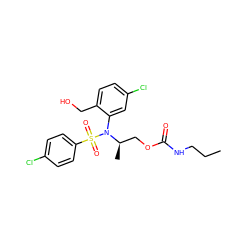 CCCNC(=O)OC[C@@H](C)N(c1cc(Cl)ccc1CO)S(=O)(=O)c1ccc(Cl)cc1 ZINC000028346183