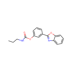 CCCNC(=O)Oc1cccc(-c2nc3ccccc3o2)c1 ZINC000045286429