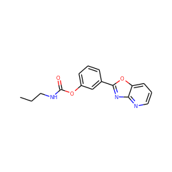 CCCNC(=O)Oc1cccc(-c2nc3ncccc3o2)c1 ZINC000045303318