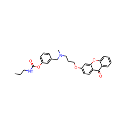 CCCNC(=O)Oc1cccc(CN(C)CCCOc2ccc3c(=O)c4ccccc4oc3c2)c1 ZINC000013781324