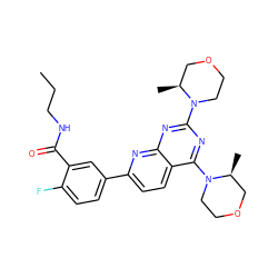 CCCNC(=O)c1cc(-c2ccc3c(N4CCOC[C@@H]4C)nc(N4CCOC[C@@H]4C)nc3n2)ccc1F ZINC000169000754