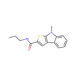 CCCNC(=O)c1cc2c3ccccc3n(C)c2s1 ZINC000004036607