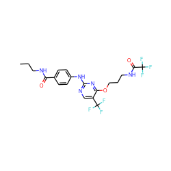 CCCNC(=O)c1ccc(Nc2ncc(C(F)(F)F)c(OCCCNC(=O)C(F)(F)F)n2)cc1 ZINC000169703982