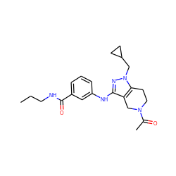 CCCNC(=O)c1cccc(Nc2nn(CC3CC3)c3c2CN(C(C)=O)CC3)c1 ZINC001772637709