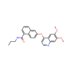 CCCNC(=O)c1cccc2cc(Oc3ccnc4cc(OC)c(OC)cc34)ccc12 ZINC000029133918