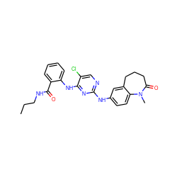 CCCNC(=O)c1ccccc1Nc1nc(Nc2ccc3c(c2)CCCC(=O)N3C)ncc1Cl ZINC000066259456