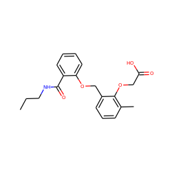 CCCNC(=O)c1ccccc1OCc1cccc(C)c1OCC(=O)O ZINC000084668353