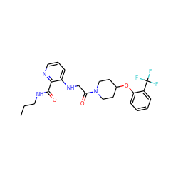 CCCNC(=O)c1ncccc1NCC(=O)N1CCC(Oc2ccccc2C(F)(F)F)CC1 ZINC000028704858