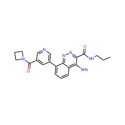 CCCNC(=O)c1nnc2c(-c3cncc(C(=O)N4CCC4)c3)cccc2c1N ZINC000066251271